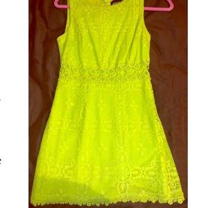 Top shop lime green lace dress, size 2